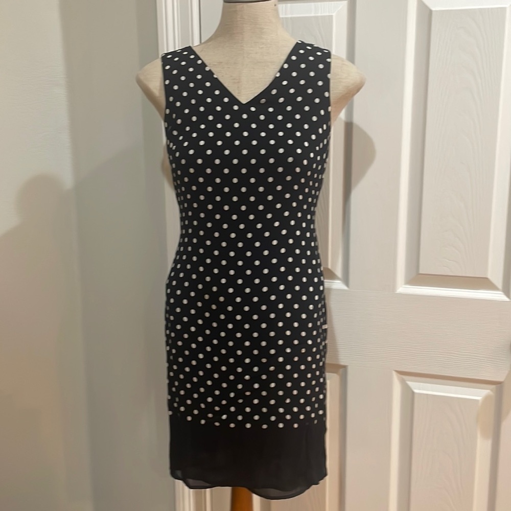 Vintage Tessuto dress short polkadot black & white sleeveless size womens size 4